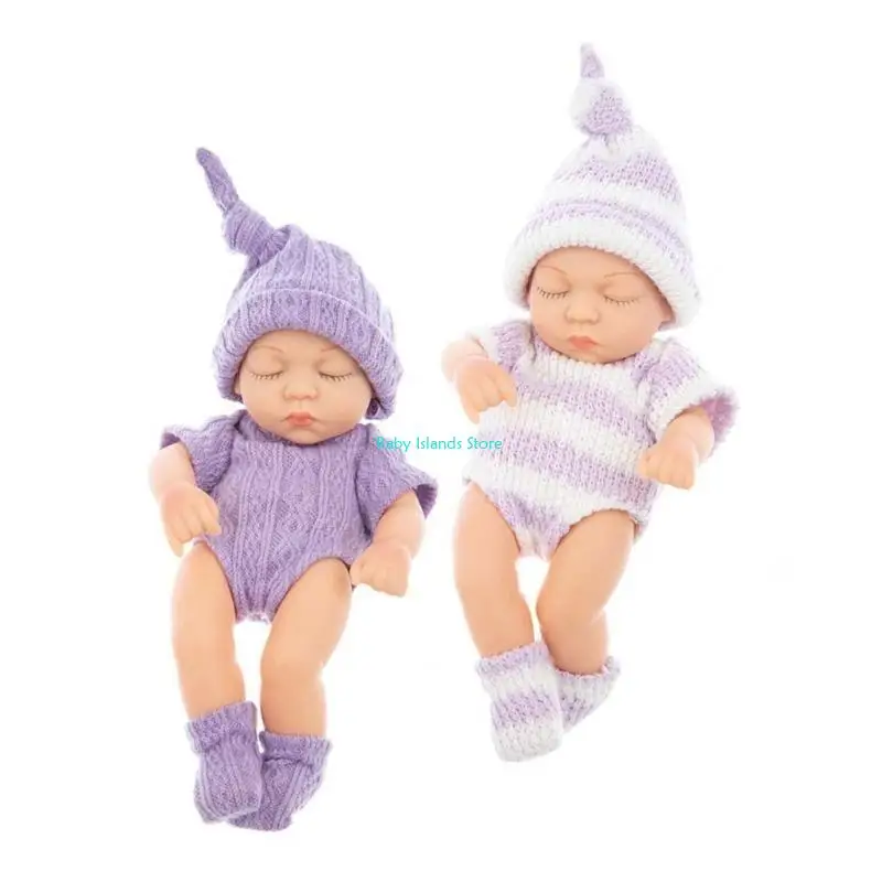 

K92D 2Pcs Realistic Vinyls Sleeping Baby Doll with Realistic Features for Comforting Companionship in Cribs and Strollers