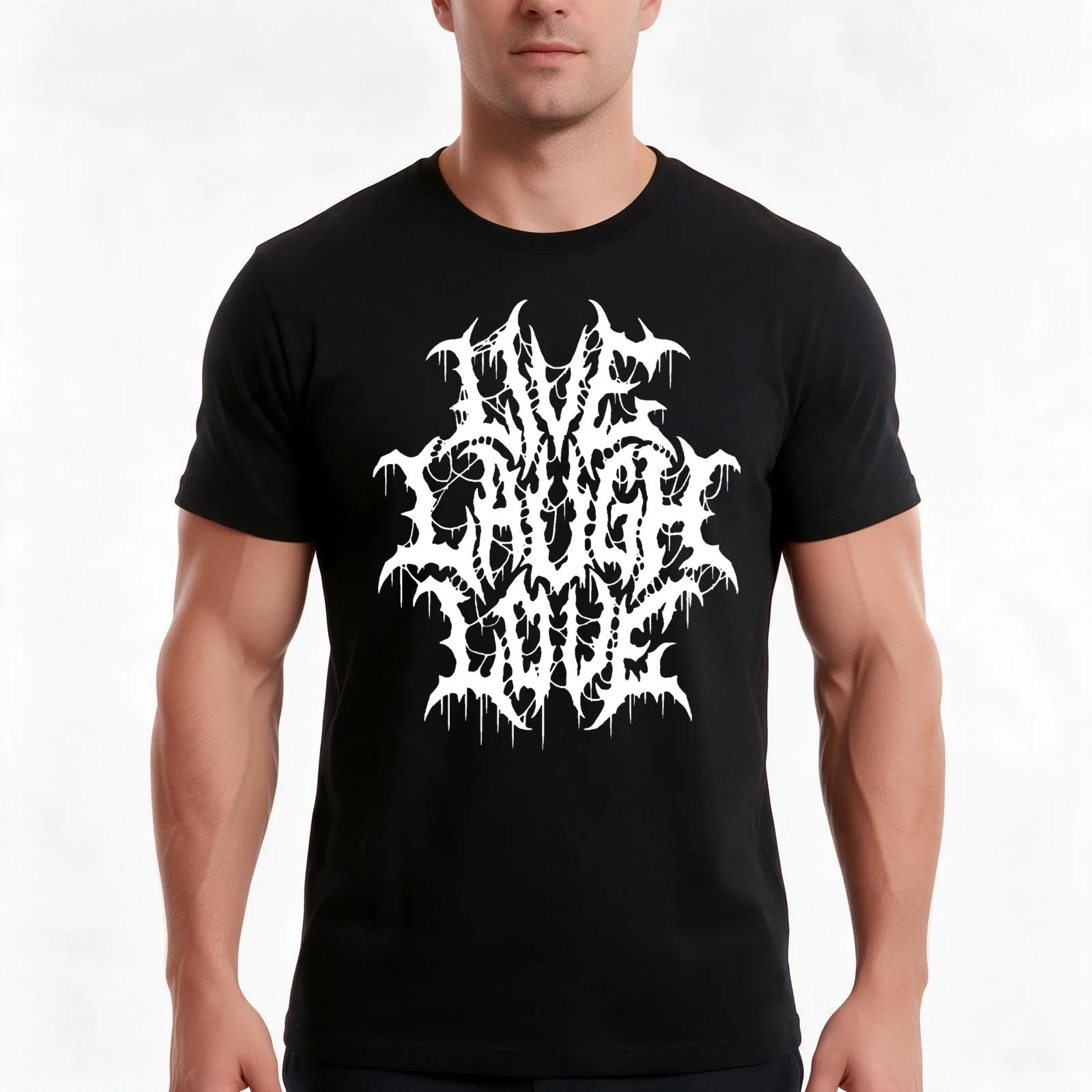 LIVE LAUGH LOVE T-Shirt, Summer Casual Cotton Tee, Oversized Streetwear Tops, Vintage Graphic Print, Loose Fit Short Sleeve