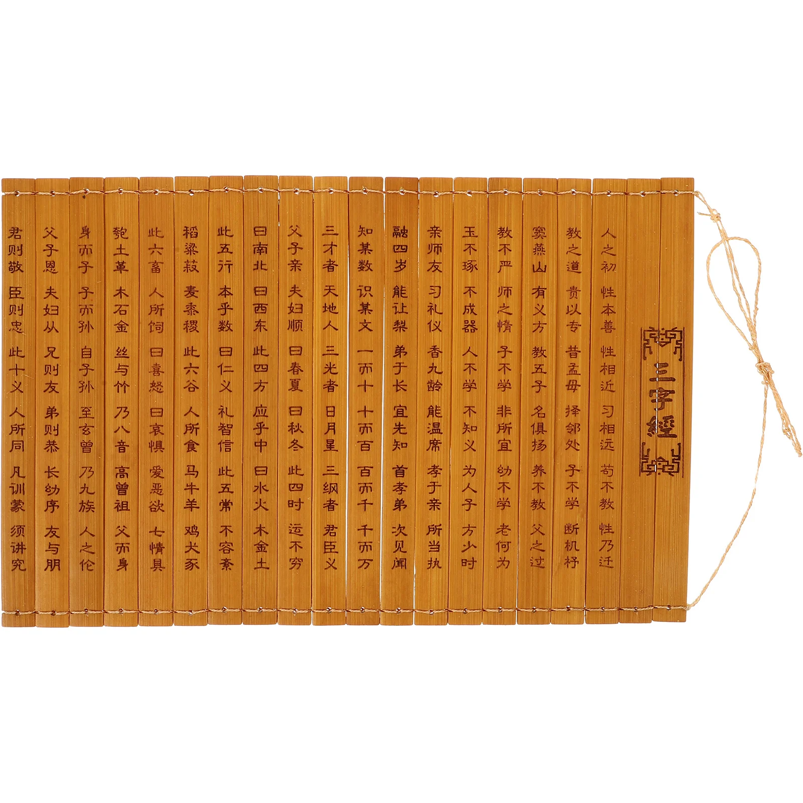 

Bamboo Book Ornament Retro Three Character Primer Decorative Bamboo Craft Education Photo Prop Vintage Home Office Decor