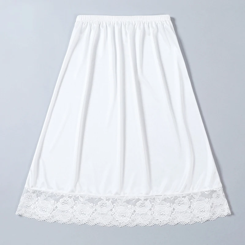 Lady Summer Half Slips Underskirt Inner Petticoat Lace Trim Mini Skirts Bottomed Skirt Extender Knee Lace Slip Half Extenders