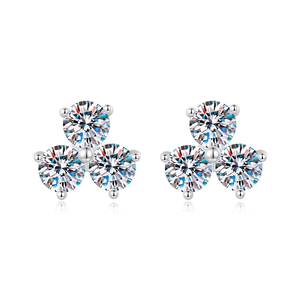 

D Color Moissanite Earrings S925 Sterling Silver Ear Stud for Woman Mother's Day Birthday Party High-End Jewelry Gift