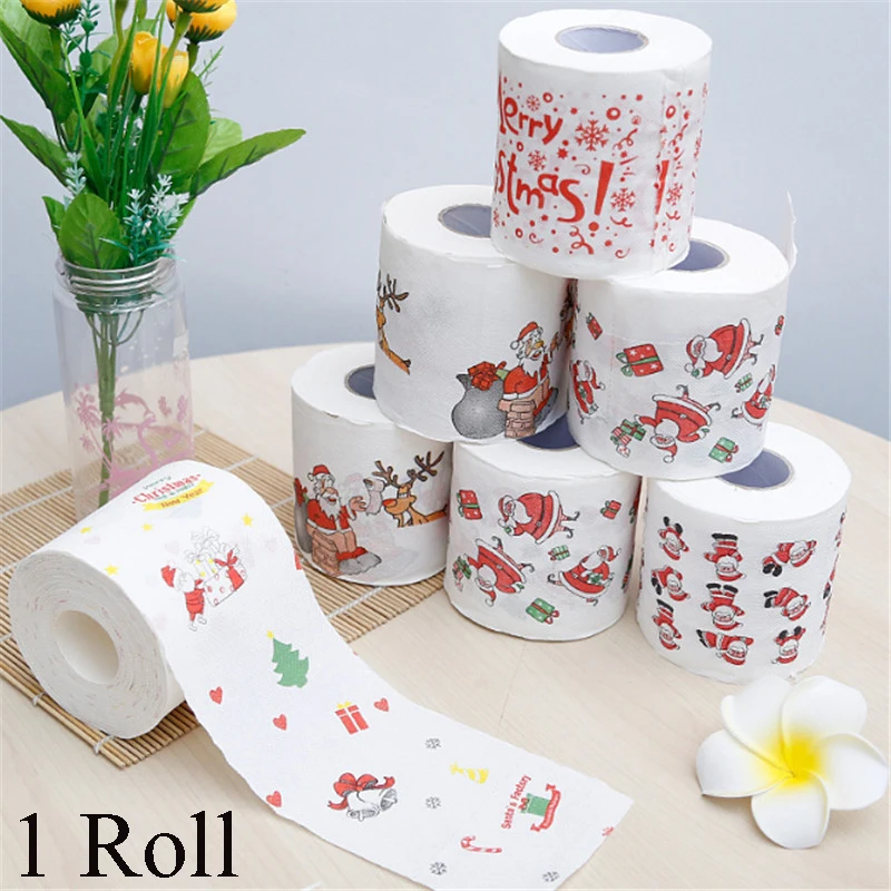 Christmas Decorative Printing Toilet Paper Color Printing Roll Paper Creative Christmas Web Toilet Paper Christmas Decoration