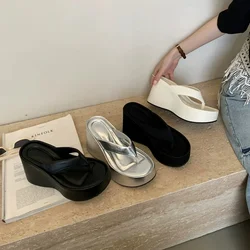 Summers Chunky Women Slippers Fashion Elegant Clip Toe Platform Wedges Heel Slides Shoes Ladies Casaul Outdoor Beach Sandalias