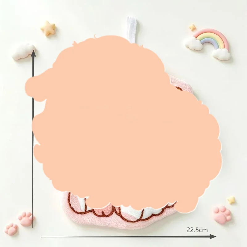 Cute Sheep Shaped Hand Towel Super Absorbent Soft Coral Fleece With Loop For Bathroom Kitchen Hand Drying Use Towel Supply