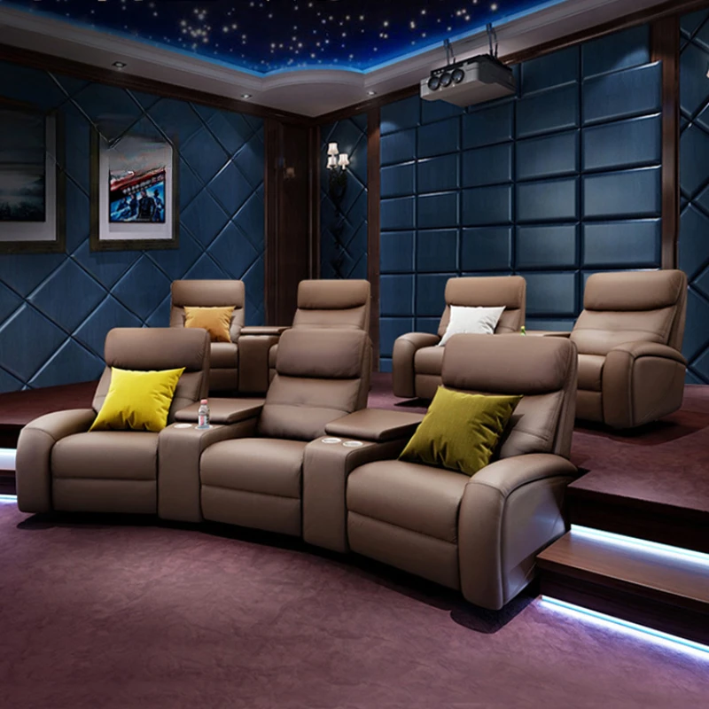 Home cinema sofa, audio room, film and television hall, electric function leather viewing lounge chair, private villa KTV