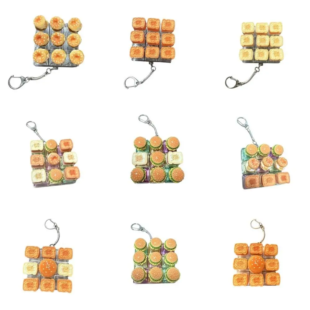 Cute Glow Design Decompression Button Simulation Keyboard Transparent Dual-Tone Mini Keyboard Pendant Luminous Burger Sandwich view 5