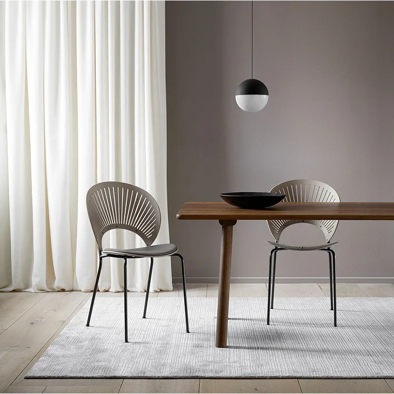 Furniture Light Luxury Shell Chair Solid Wood Dining Chair Home Modern Simple Designer Nordic Leisure  Restaurant