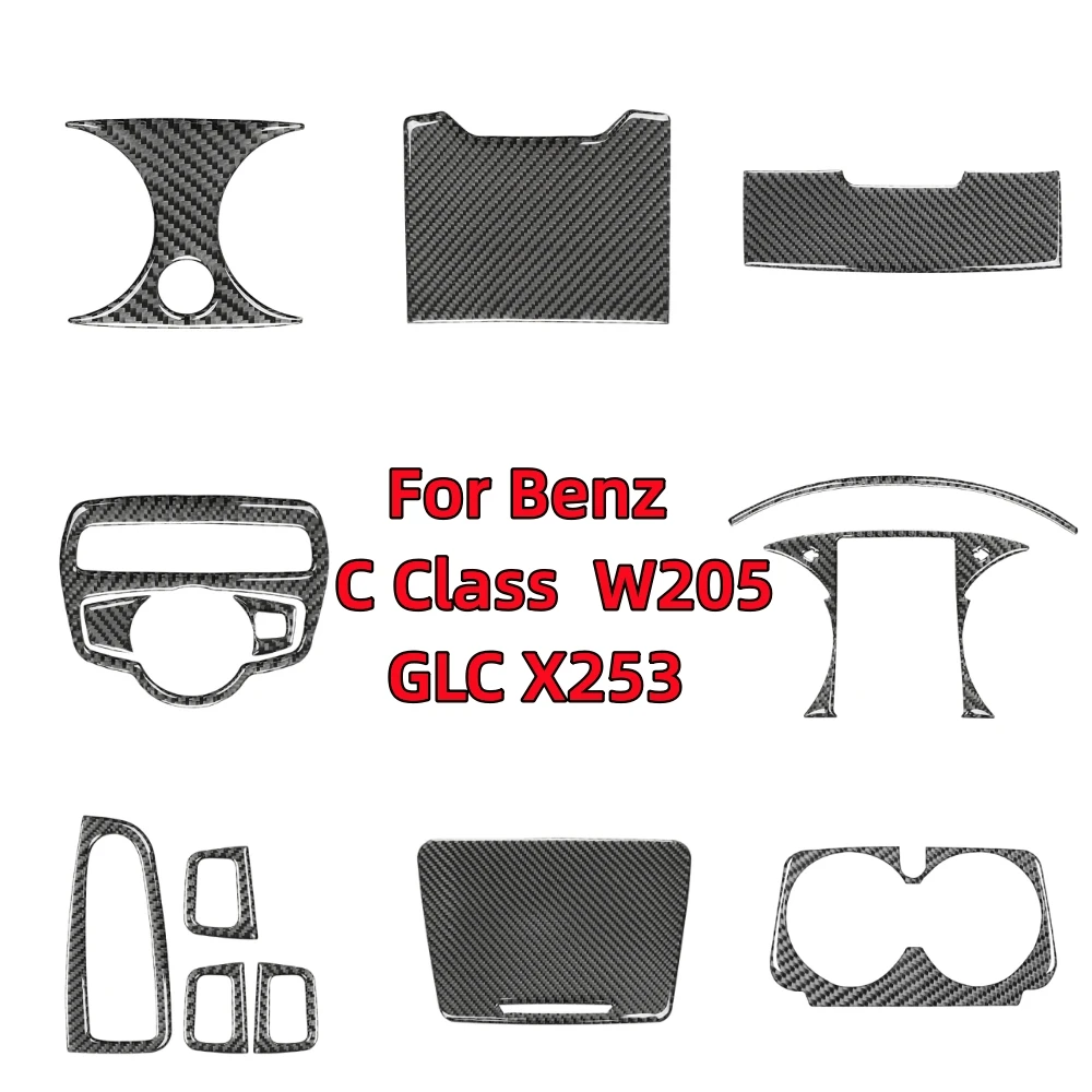 For Mercedes Benz C GLC Class W205 X253 Carbon Fiber Interior Modification Car Styling Decorative Stickers Cover Car Accessories