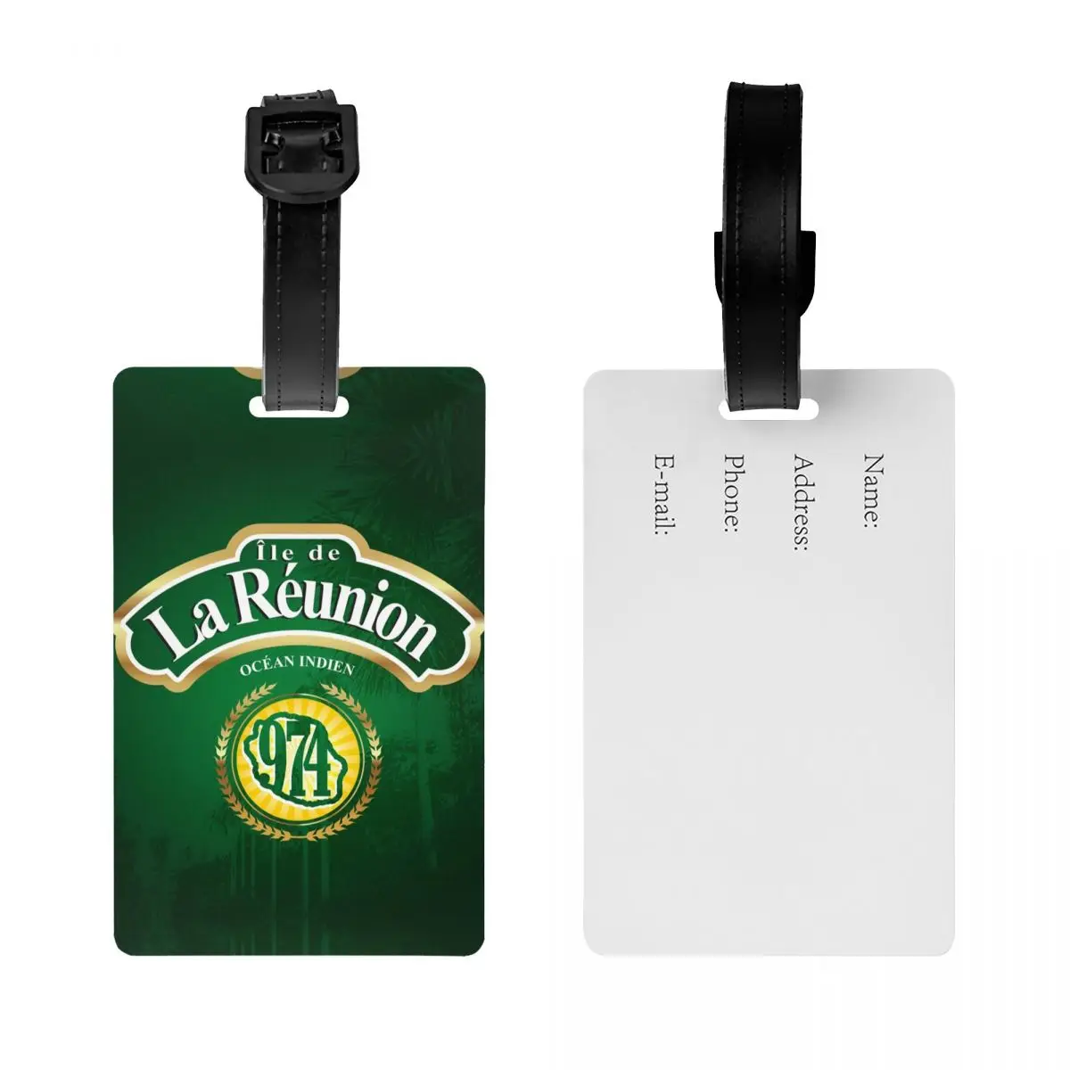 974 Reunion Island Luggage Tag for Travel Suitcase Margouillat Isle Beach Indian Ocean Privacy Cover ID Label