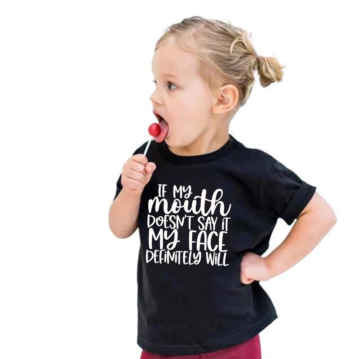 

If my mouth doesn't say it my face definitely will kids cotton t shirt summer toddler shirt graphic tees gift for daughter son