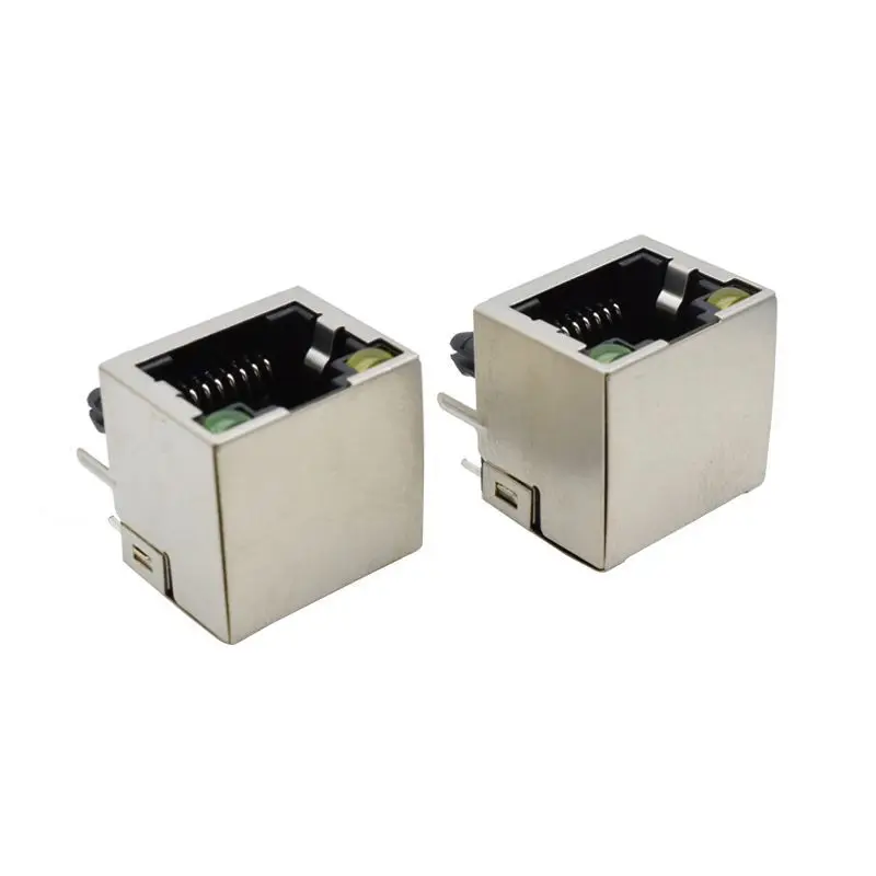 10P Network interface connector LED light network port female socket RJ45 network socket with light 8p8c network port connector