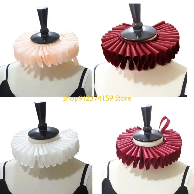 

G5AE Neck Ruffled Collar Cape Retro Webbing Clown Layered Choker Necklace