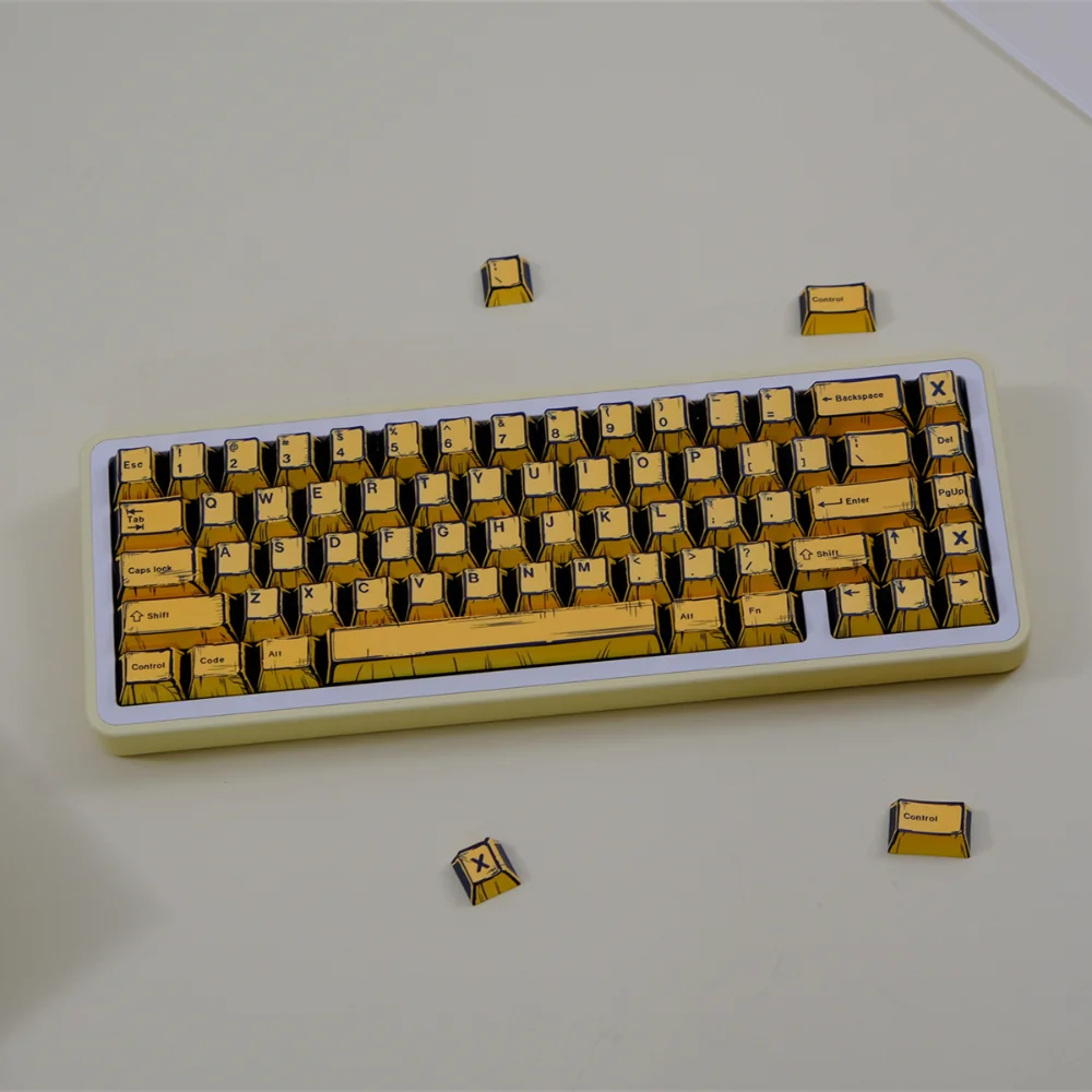 151 Keys Comic Style Yellow Keycaps Cherry Profile Dye Sublimation PBT Keycap For MX Mechanical Keyboard 2.25U 2.75U Split Space