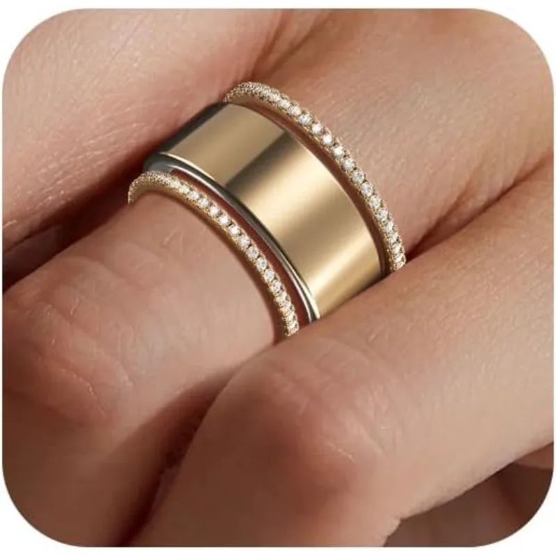 14K Gold Plated Stacking Ring,Quality Cubic Zirconia Simulated Diamond 3-piece set,detachable,fashionable jewelry gift for women