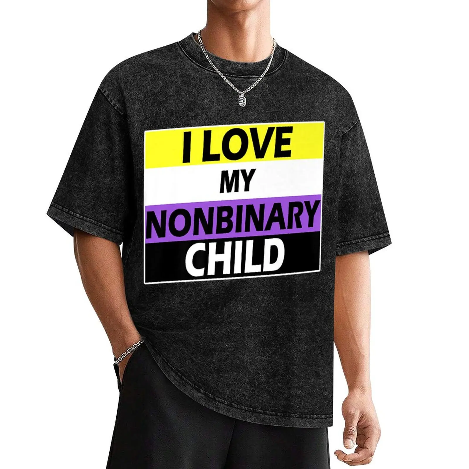 

I Love My Nonbinary Child LGBT Non Binary Awareness Dad Mom T-Shirt basketball graphic tees plus sizes mens t shirt