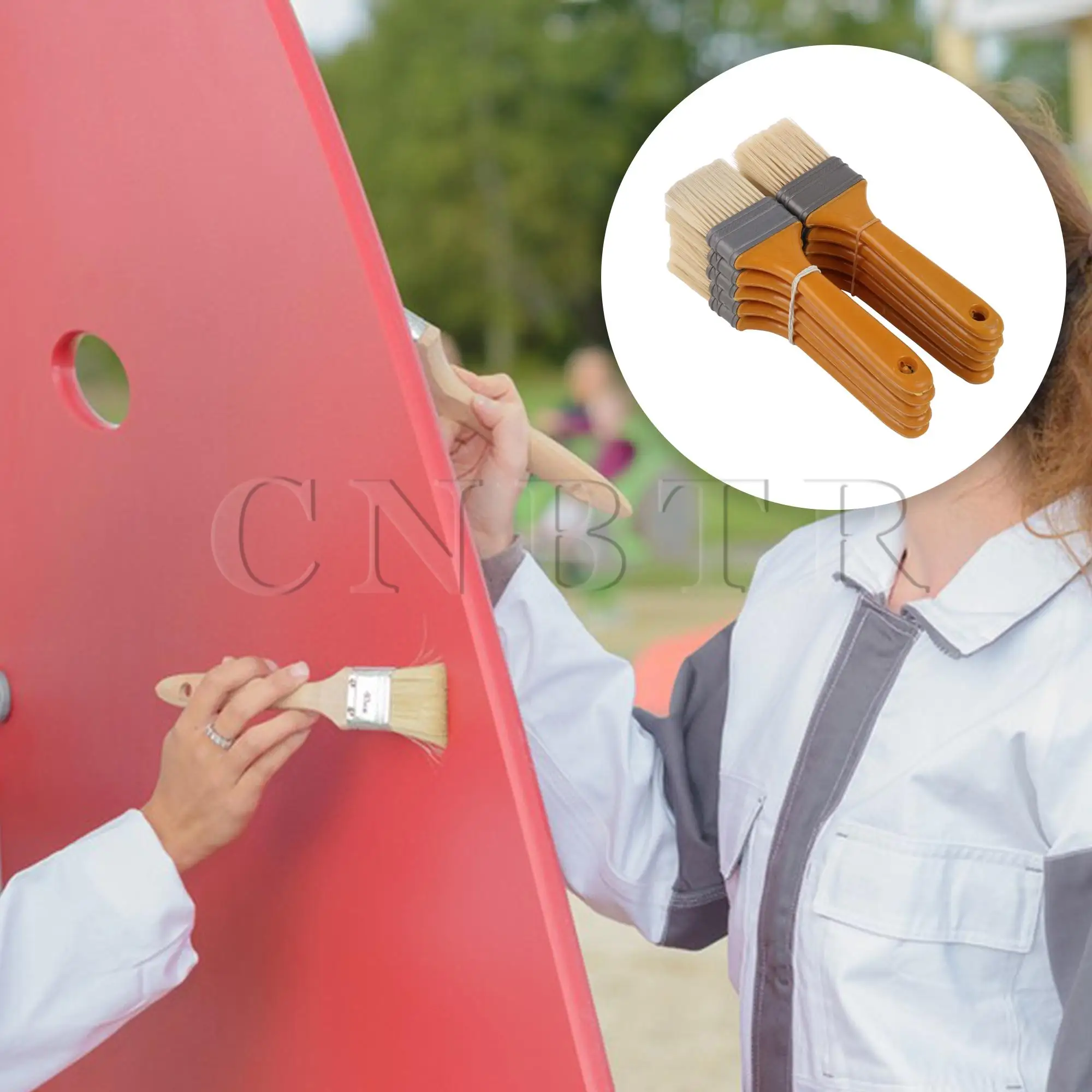 CNBTR 10 Pieces Small Plastic Handle Paint Brushes Kit for Walls Touch Up 2 Inch