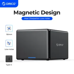 ORICO DAS 3,5 pulgadas tipo C 5 Bay HDD estación de acoplamiento aluminio 5Gbps HDD gabinete USB3.1 HDD caso solo bahía soporte 18TB Max