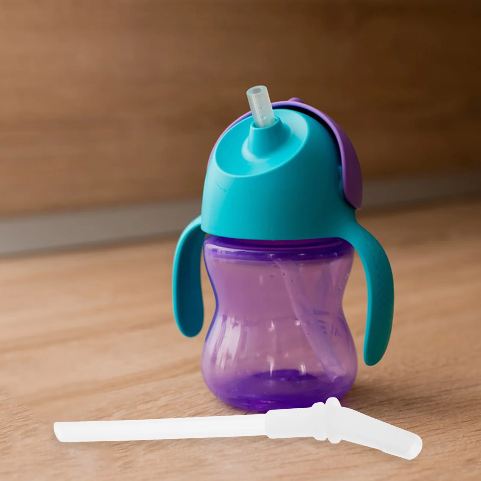 

2Sets Water Cup Silicone Straw Replacement Leakproof Soft Silicone Nozzle for Kids Sippy Cup Drink Accessory Reusable