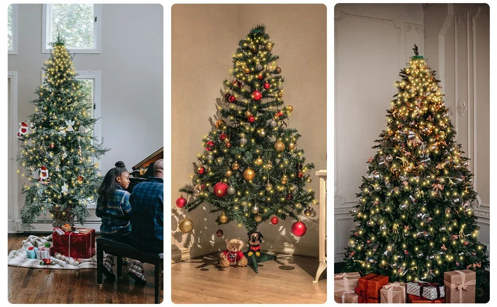 1.5M/2M/3M LED anneau arbre de noël hauts lumières décoration arbre lumières chaîne pour Patio jardin extérieur étanche cascade lumière