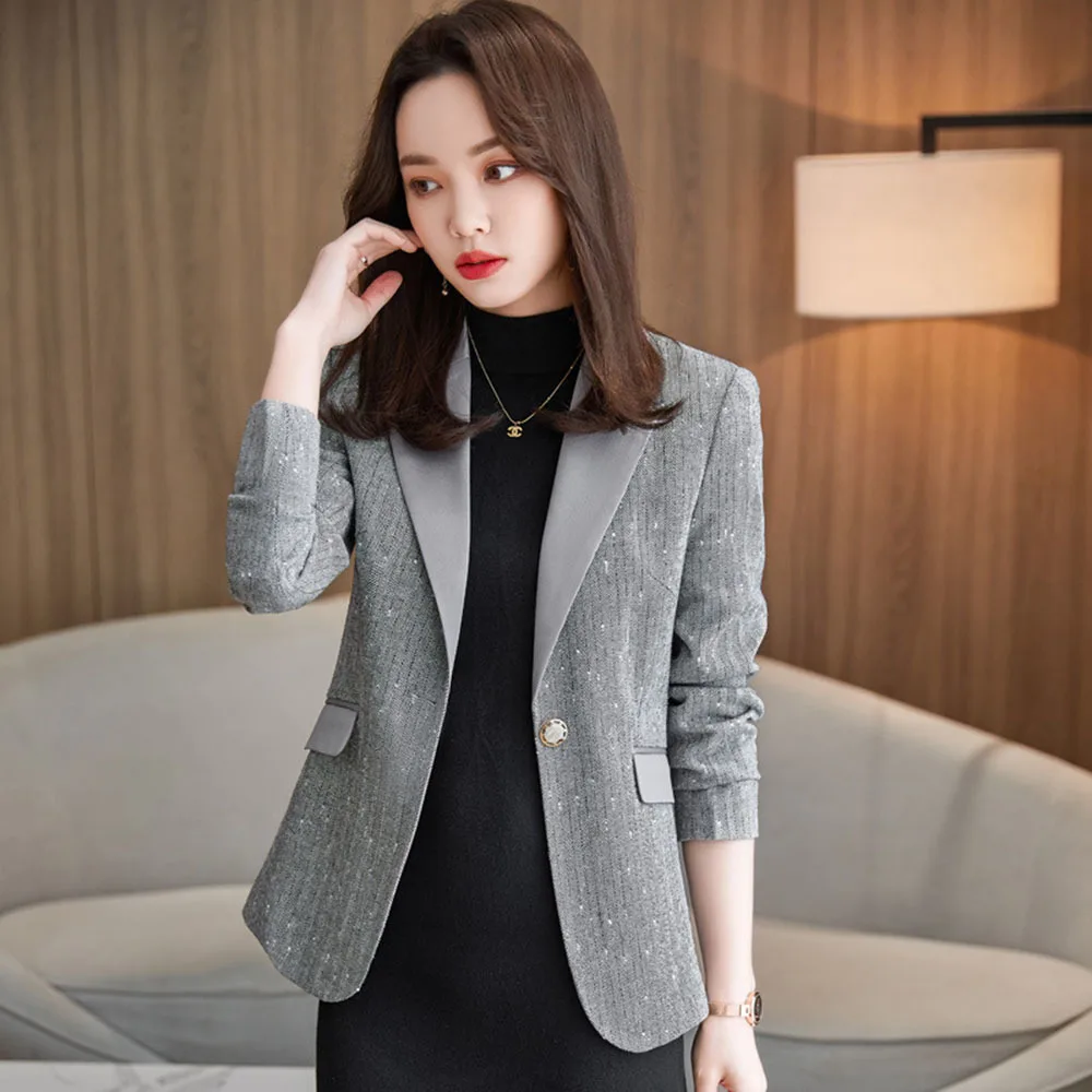 

Women Fashion Single Button Suit Jacket Long Sleeve Casual Solid Color Business Casual Office Lady Blazers SpringAutumn Coat Top