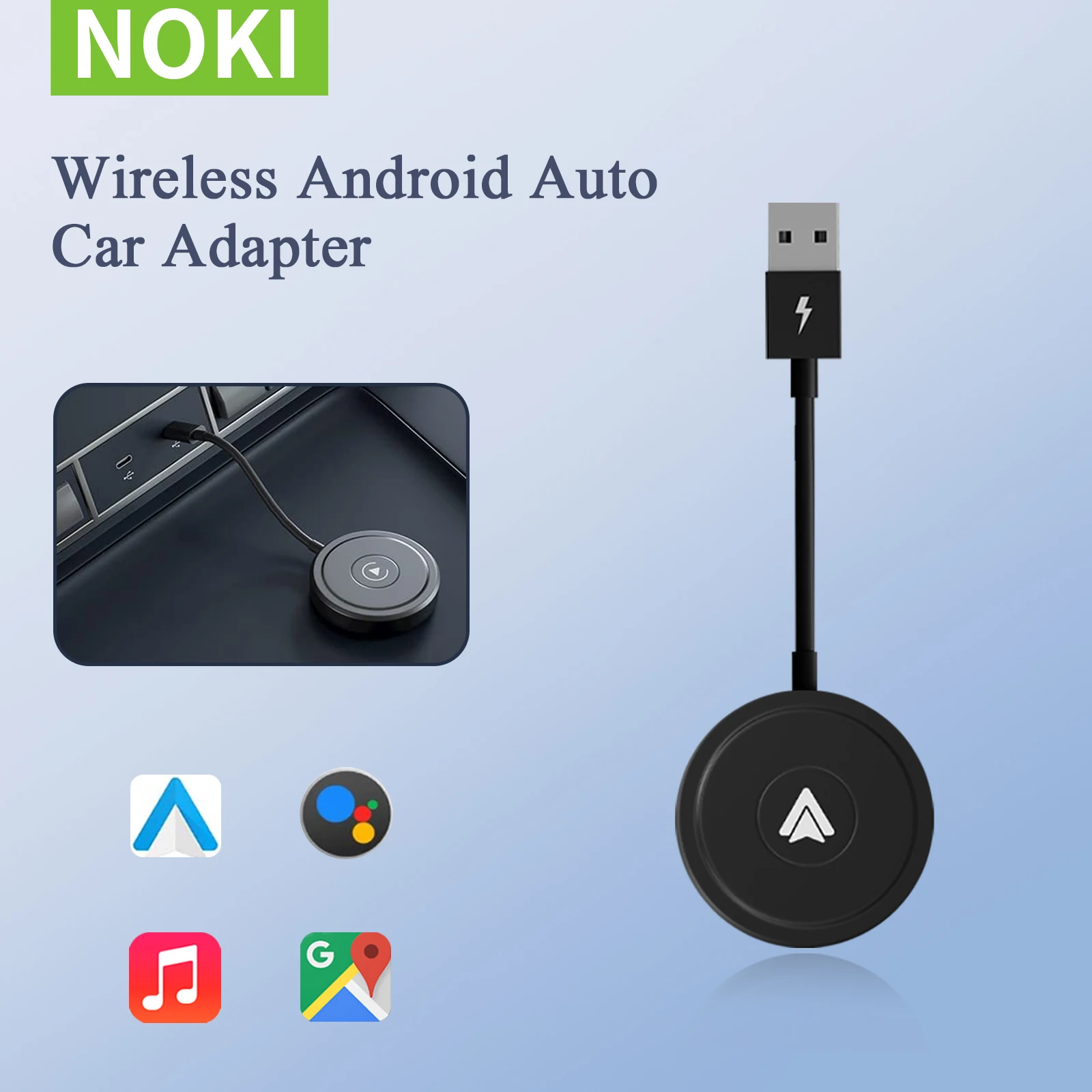 Wireless Android Auto Adapter/Dongle for OEM Factory Wired Android Auto Cars Converts Wired to Wireless Easy Setup Plug & Play 