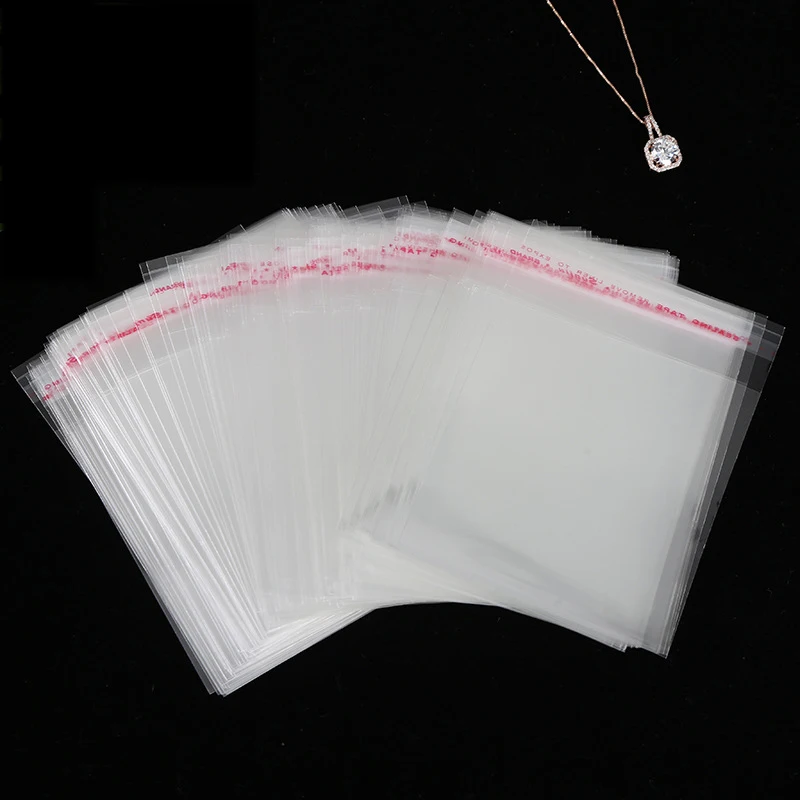 100/50Pcs Transparent Self-closing Small Opp Plastic Bag Mini Jewelry Gift Packaging Self-adhesive Biscuit Candy Packaging Bag