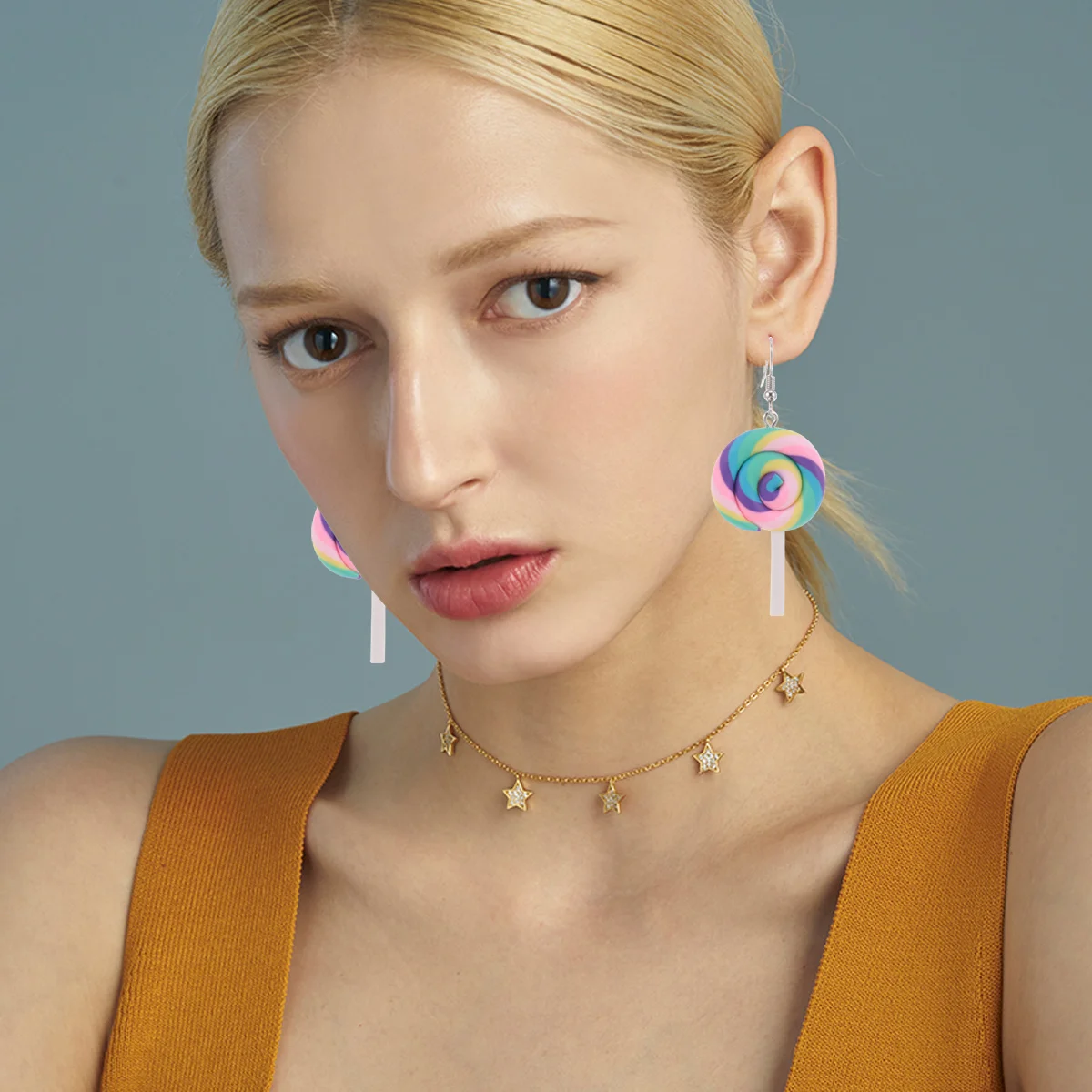 

4Pcs Women Earrings Polymer Clay Lollipop Durable Lightweight Cute Gifts Party Accessories Ear Decorations Lollipop Earrings