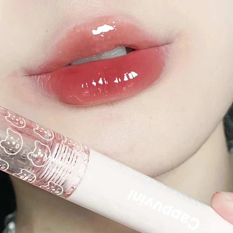 Cherry Red Waterproof Mirror Finish Water Lip Gloss Nude Brown Clear Tint Glass Lip Oil Liquid Makeup For Voluminous Look
