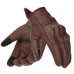 New Leather Motorcycle Gloves Men Breathable Motorbike Riding Touch Screen Motocross Moto Racing Biker Glove Vintage