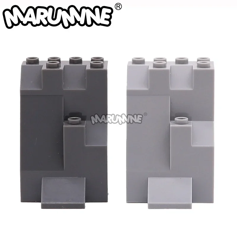 MARUMINE 4PCS Rock Panel 4x4x5 Building Blocks Accessories Mountain Hill Stone Bricks Prefabricated Modeling Compatible Parts