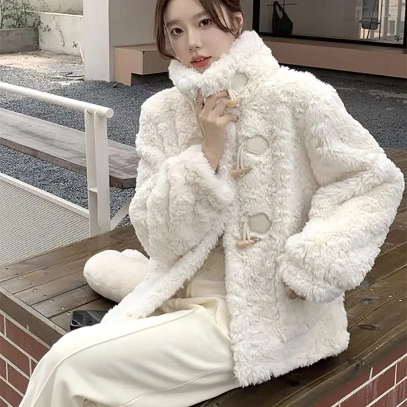 Princess Style Rabbit Fur Jacket Women's High-End Cotton Leather Coat Autumn Korean System Quilted Inner Standard Fit Polyest...