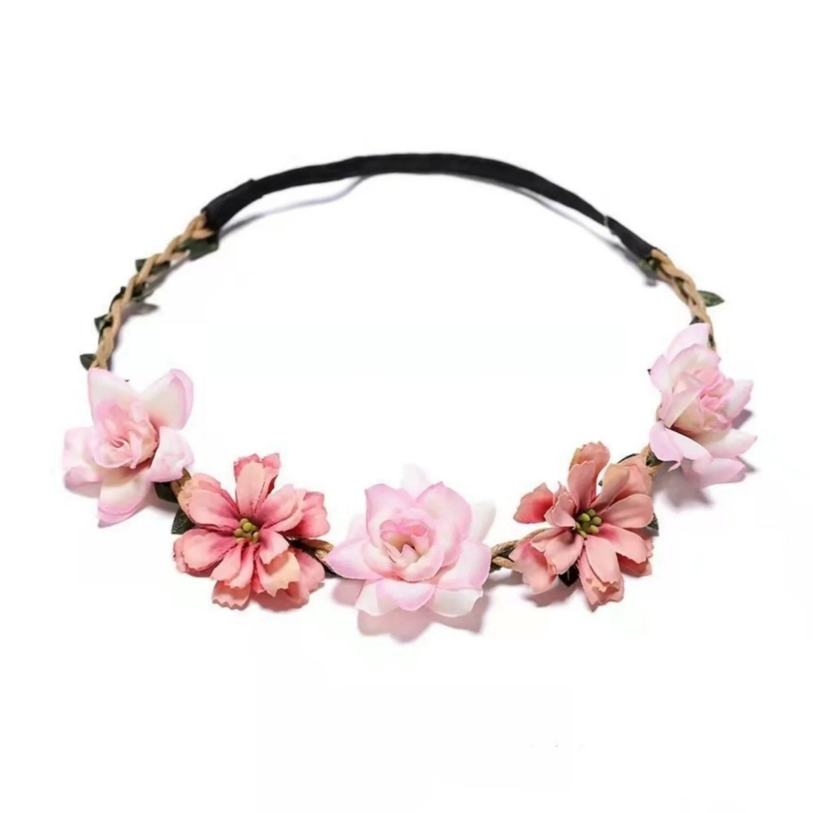 1 Stück Braut- und Brautjungfern-Kopfschmuck, Blumenkranz, Haarband, Haar-Accessoire, Handgelenk-Blume, für Reisen, Urlaub am Meer – Detail 7