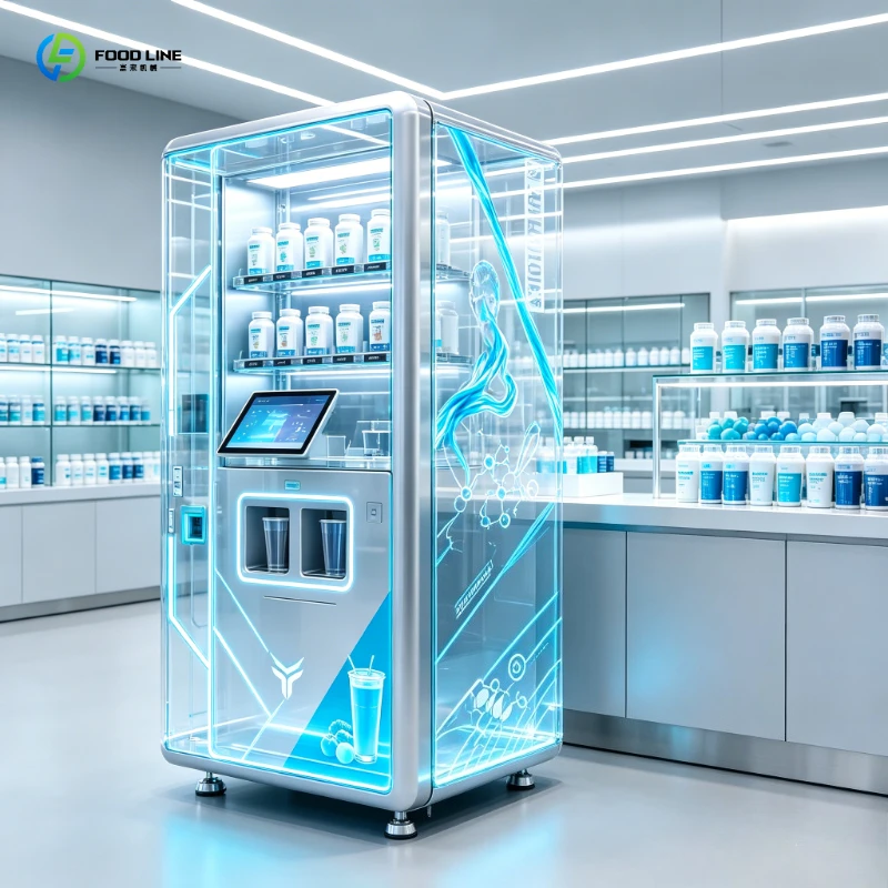 Protein Shake Vending Machine Multilingual Display Fridge SDK Cashless Bill Coin Pay for International Hotel