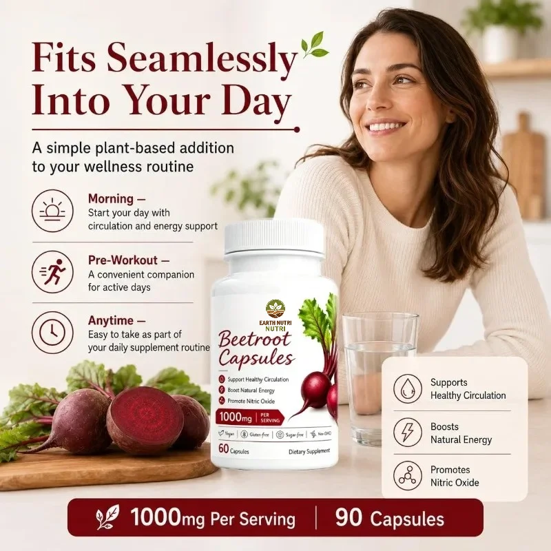 Beetroot Capsules -1000mg Containing Grape Seed Extract -60 Capsules