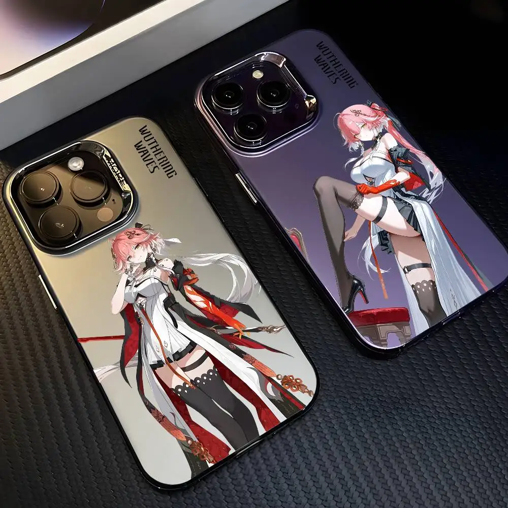 Changli Wuthering Waves Wiki جراب هاتف آيفون 17 16 15 14 13 12 11 Pro Max Air متعدد الألوان ماتي ليزر معدني أورورا فوندا #3