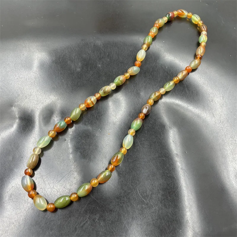 Colorful Peacock Green Bead Necklace Men and Women Can Be Wound Agate Bracelet