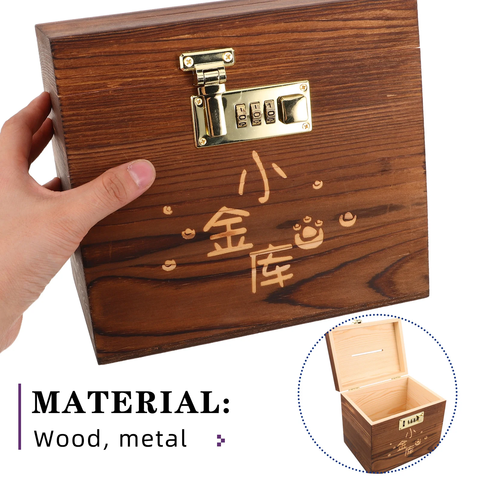 Houten geldbesparende kinderbox met slot Grote capaciteit Veilige geldbank Kinderbesparingsbox Spaarbank voor kinderen Geldbanken voor kinderen