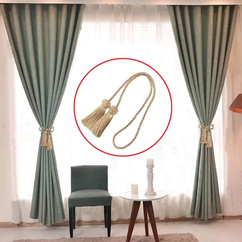 1Pc Simple Tassel Curtain Tieback Weave Polyester Curtains Rope Holder DIY Curtains Accessories Gold Decoration