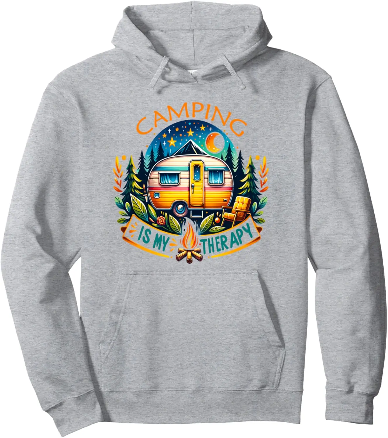 Camping Is My Therapy Pullover Hoodie Print Original Design Gifts Hoodie Customizable Sweatshirt Anime Hoodie