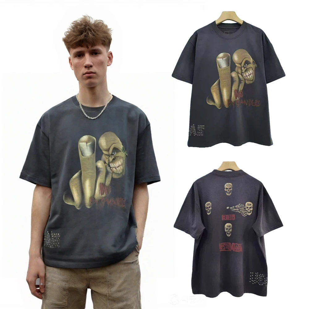 

Уличная одежда Y2k, мужская забавная футболка с рисунком, потертые футболки в стиле хип-хоп, уличный стиль, хлопковые повседневные рваные футболки с короткими рукавами в стиле ретро