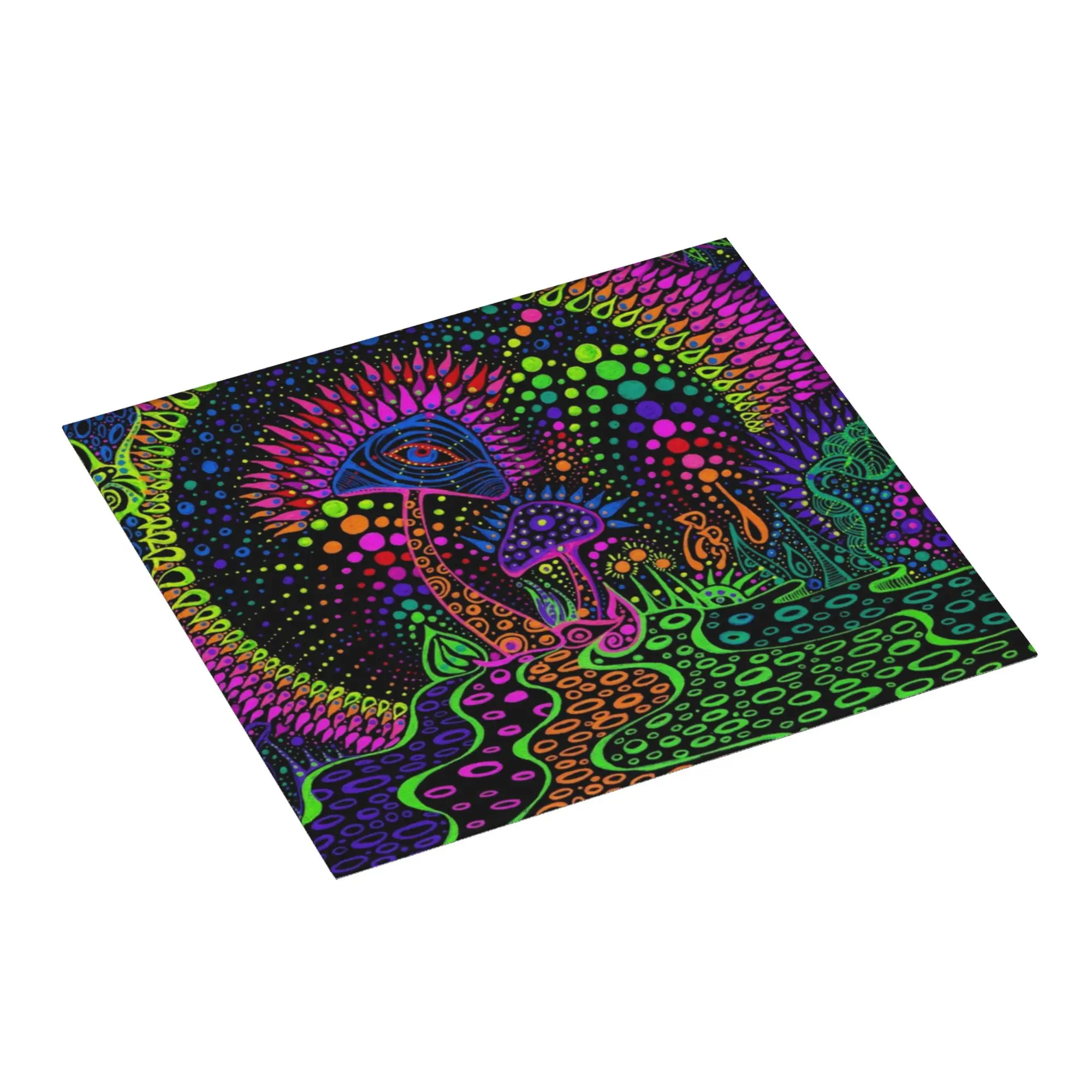 Magic Mushroom Trippy Psychedelic Neon Pastel Goth Non‑Slip Waterproof Absorbent Barware Tableware Drying Mat For Kitchen