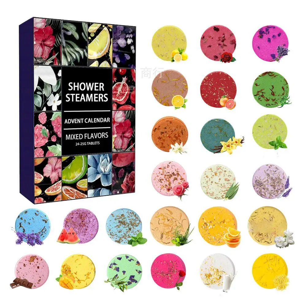 24pcs Shower Steamers Advent Calendar Kit Aromatherapy Shower Bombs Self Care And Relaxation Stress Relief Bath Bombs