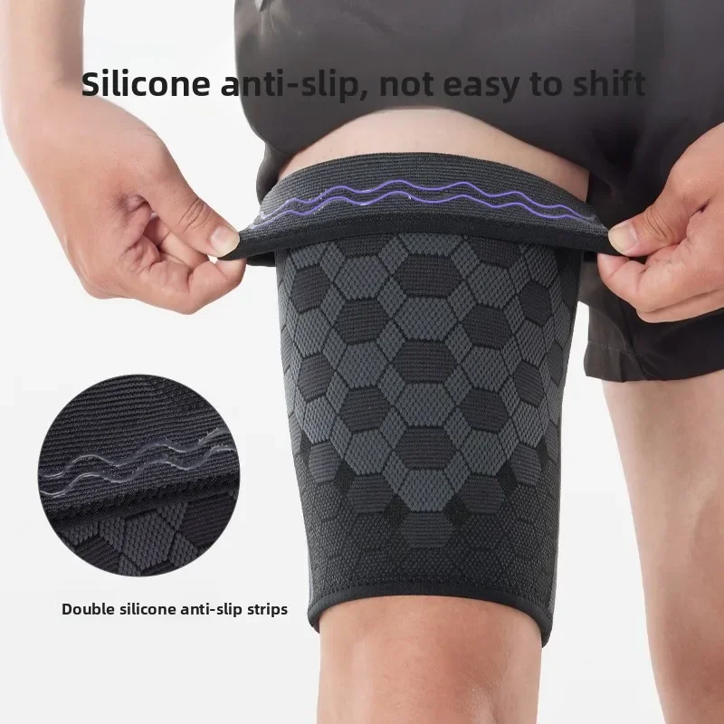 Men Women Compression Thigh Support Sleeves Nylon Knit Breathable Silicone Anti Slip for Cycling Running Fitness