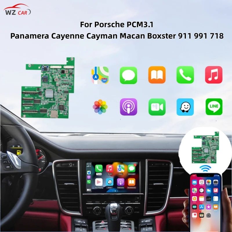 

Car Wireless CarPlay Module Android Auto For Porsche 2010-2016 PCM3.1 Panamera Cayenne Cayman Macan Boxster 911 991 718
