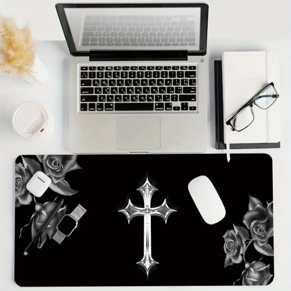 Gothic Rose Gaming Mouse Pad - Black and White Aesthetic Design Alfombrillas Gaming Decoração Setup Gamer Love and Deepspace