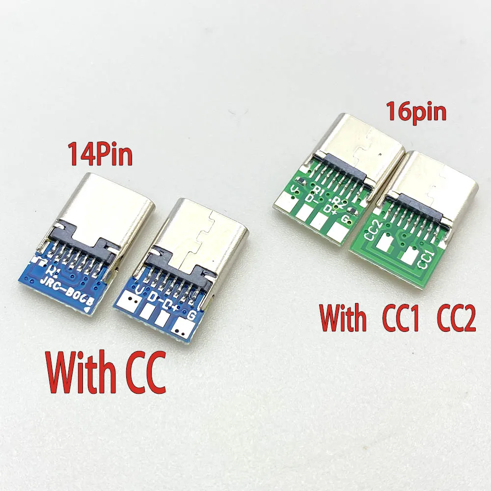 USB Type C Female Connectors Jack With Dual 5.1K Resistors 16pin USB Electric Terminals Welding DIY Data Cable Support PCB Board