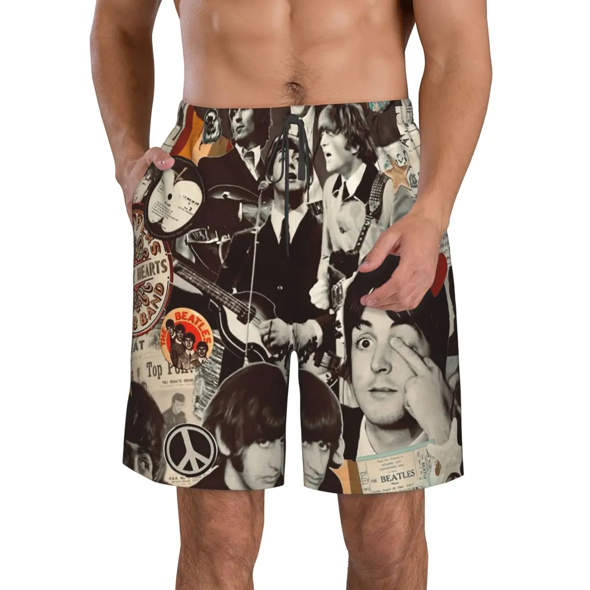 

Harajuku The Beatle Memebers Art Trunks Beach Board Shorts Casual Quick Dry Swimming Summer Men Pants