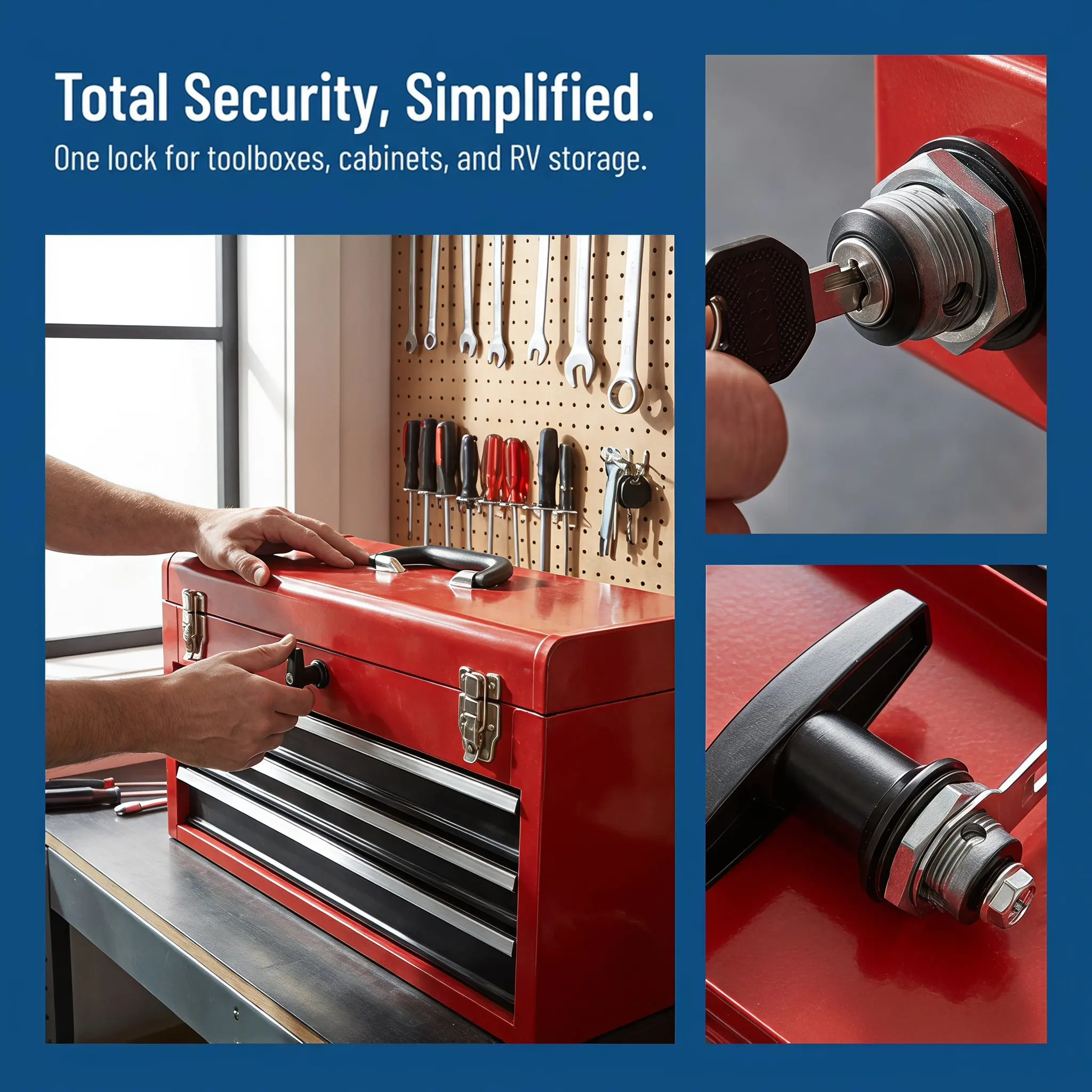 Heavy Duty Cabinet Door Lock T-Handle Lock Distribution Box Filing Cabinet Toolbox Mailbox Drawer Rv Storage Keys