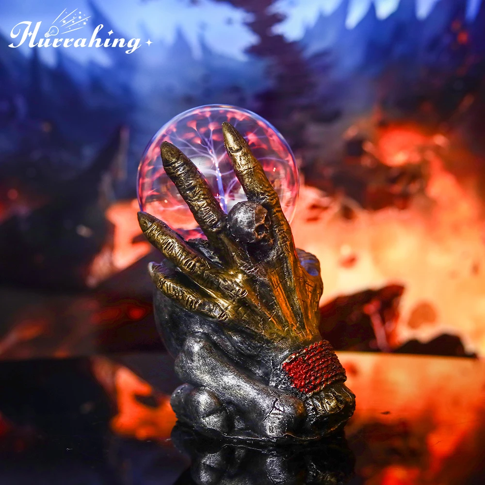 Five-fingered Grimace Crystal Plasma Light 4 Inch Glass Ball Touch Sensing Science Enlightenment Cool Indoor Decoration Ornament