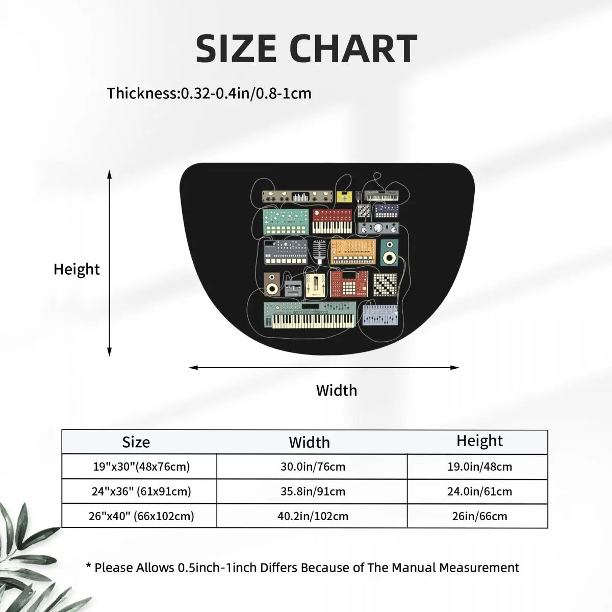 Electronic Musician Synthesizer And Drum Machine Dj Soft Flannel Half Round Doormat Non Slip Bathroom Mat Absorbent Floor Carpet